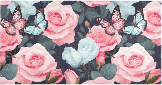 J JOYSAY Pink Rose Bathroom Rug Mat Ultra Soft Absorbent Bath Rug Carpet Non Slip Quick Dry Bath Mats for Kitchen Bedroom Living Room Bathroom Shower 39x20 inch