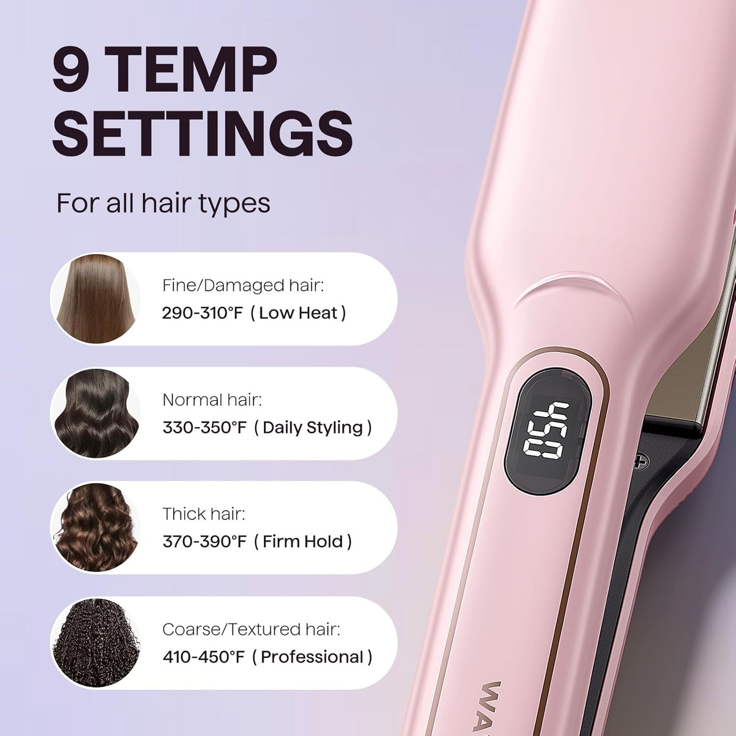 Wavytalk Wet to Straight Hair Straightener, 1.75 Inch Wide Vent Sesh Flat Iron for Damp or Dry Hair, Straightener with Dual Voltage Leave Silky Smooth Look, 20% Faster Styling, Pink