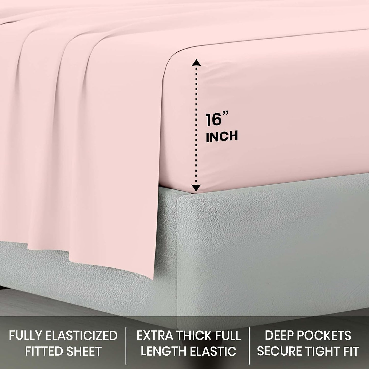Kotton Culture 4 Pc Custom Sheet Set – 600 Thread Count 100% Egyptian Cotton – Premium Luxury Bedding, Soft Cooling Sateen Weave, Deep Pocket – Customizable Bed Sheet Set (Desired Dimensions) – Peach