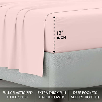 Kotton Culture 4 Pc Custom Sheet Set – 600 Thread Count 100% Egyptian Cotton – Premium Luxury Bedding, Soft Cooling Sateen Weave, Deep Pocket – Customizable Bed Sheet Set (Desired Dimensions) – Peach