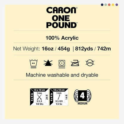 Caron One Pound Peach Yarn - 2 Pack of 454g/16oz - Acrylic - 4 Medium (Worsted) - 812 Yards - Knitting/Crochet