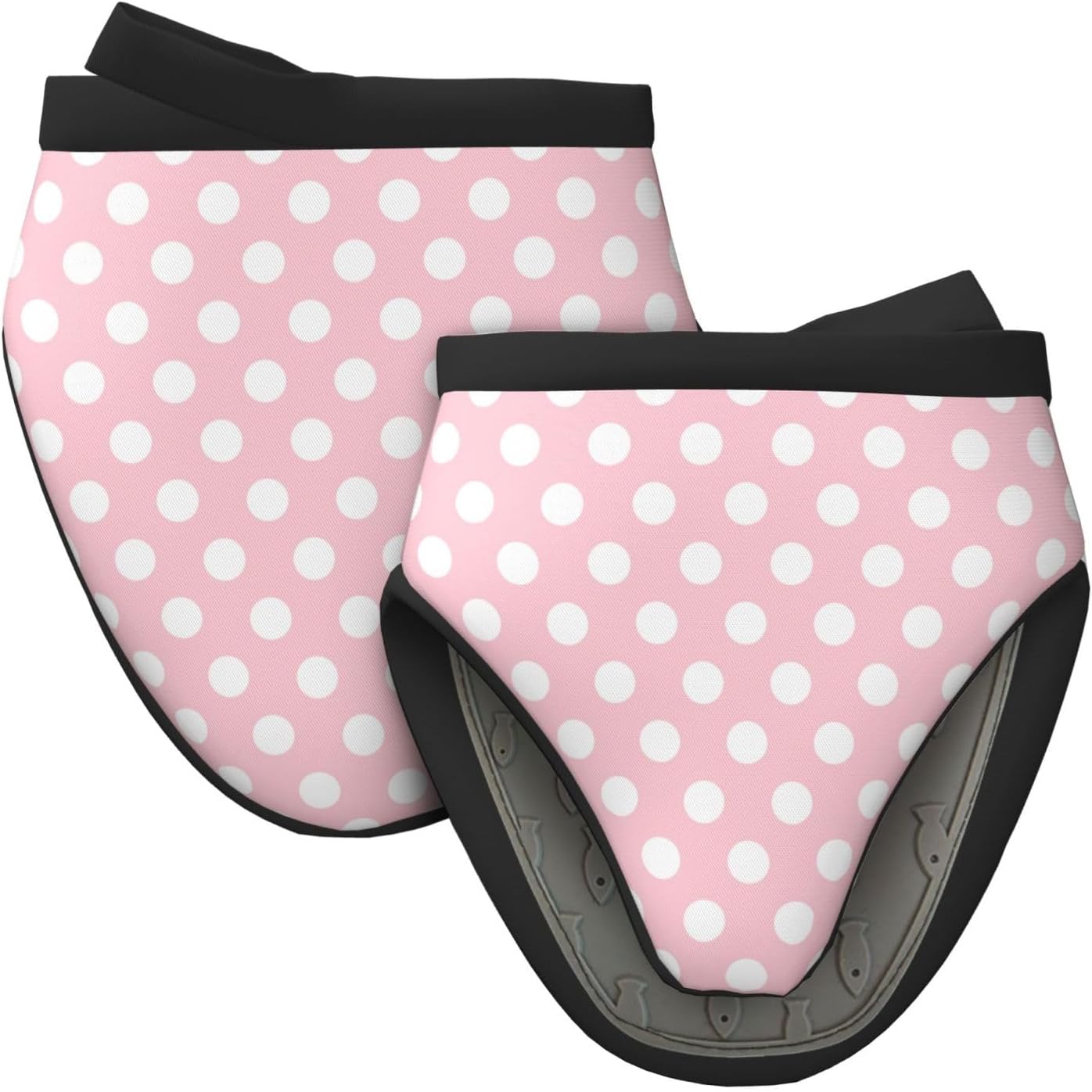2PCS Mini Silicone Oven Mitts, Light Pink Polka Dot Print Oven Mitts Heat Resistant, Pot Holders for Kitchen Cooking & Baking Gloves