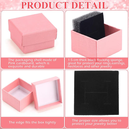 Yinkin 72 Pcs Jewelry Ring Gift Boxes Bulk 2 x 2 x 1.2 Inch Ring Necklace Earring Boxes for Weddings Christmas