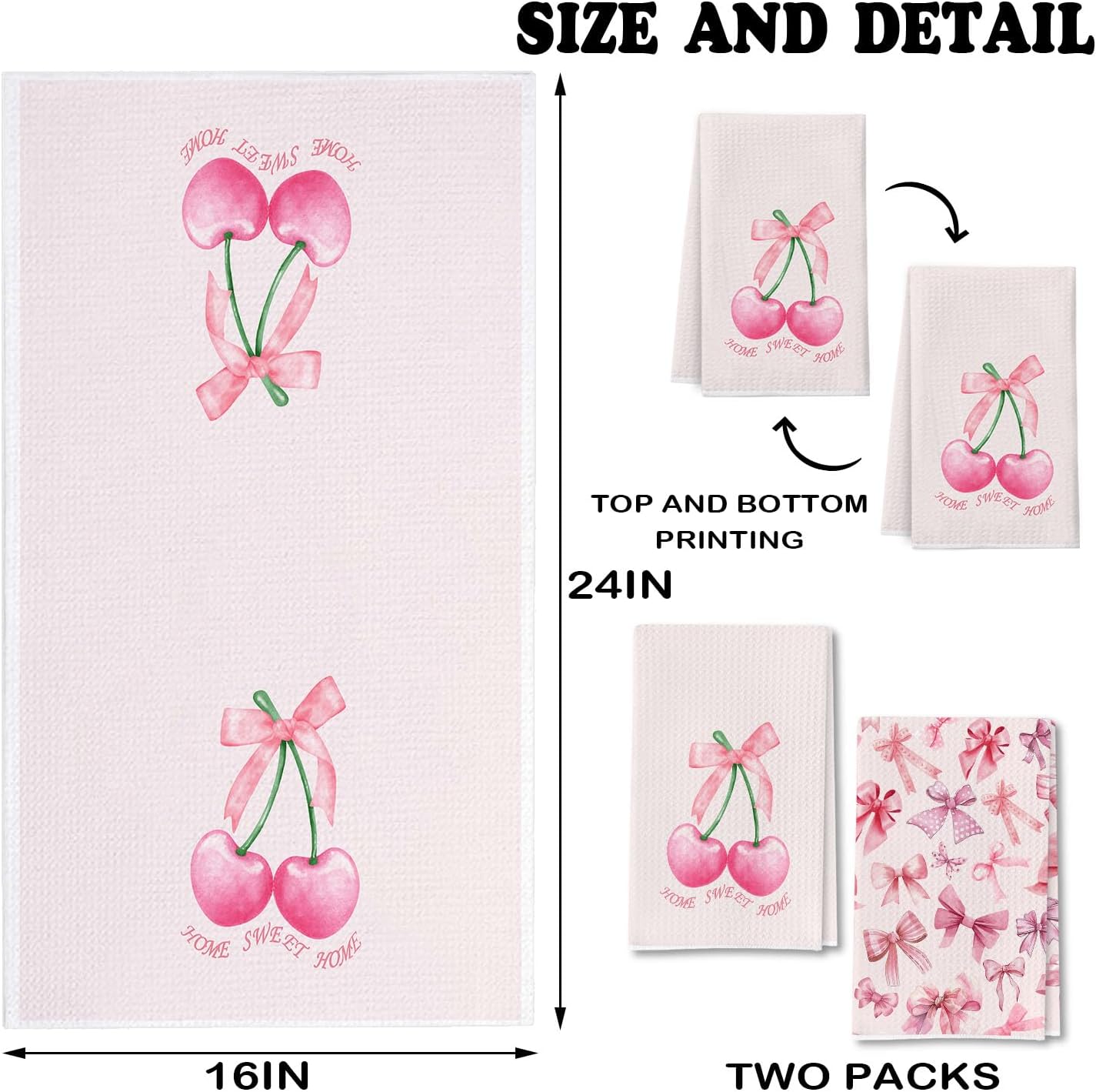 Coquette Trendy Rose Kitchen Towels - Chic Party Accents Hand Towels - Blush Tea Towels for Bathroom Culinary Design - Girls Room Styling Adorable Dish Towels Set of 2 18x26 Inch