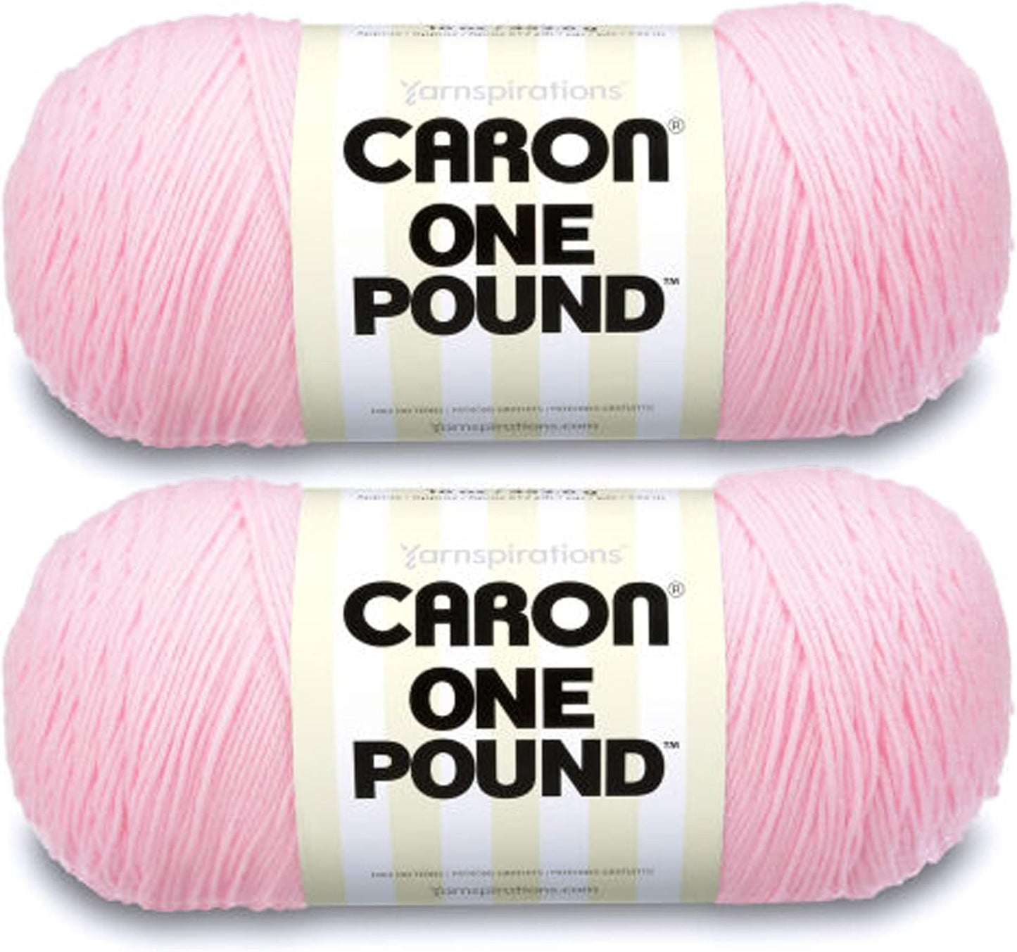 Caron One Pound Soft Pink Yarn - 2 Pack of 454g/16oz - Acrylic - 4 Medium (Worsted) - 812 Yards - Knitting/Crochet