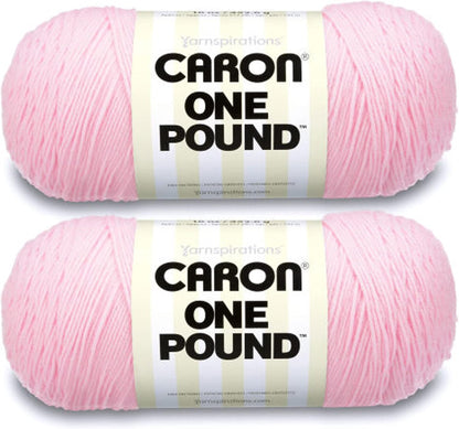 Caron One Pound Soft Pink Yarn - 2 Pack of 454g/16oz - Acrylic - 4 Medium (Worsted) - 812 Yards - Knitting/Crochet