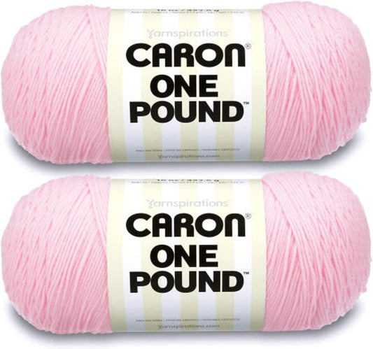 Caron One Pound Soft Pink Yarn - 2 Pack of 454g/16oz - Acrylic - 4 Medium (Worsted) - 812 Yards - Knitting/Crochet