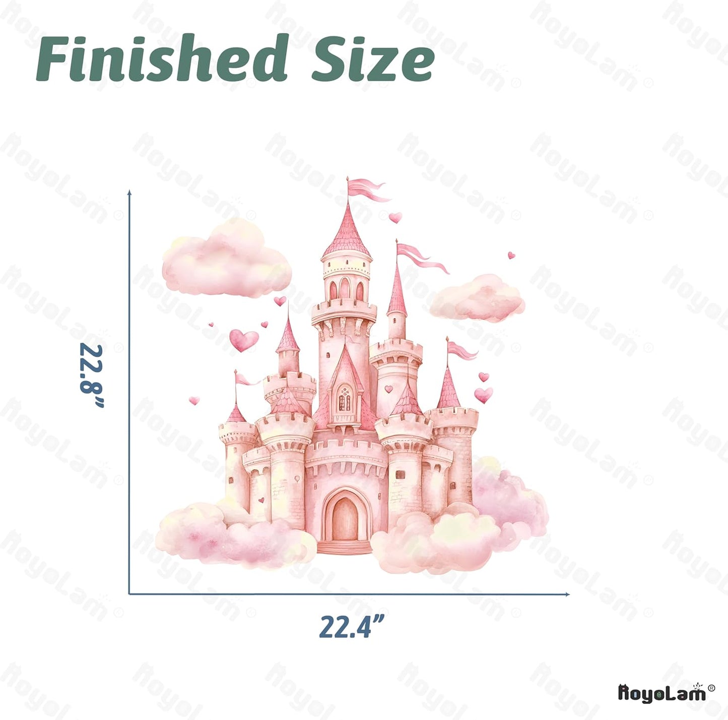 Pink Princess Castle Wall Decals Removable Fairy Tale Vinyl Stickers for Nursery Girls Bedroom and Playroom Decor Peel and Stick Cartoon Wall Art