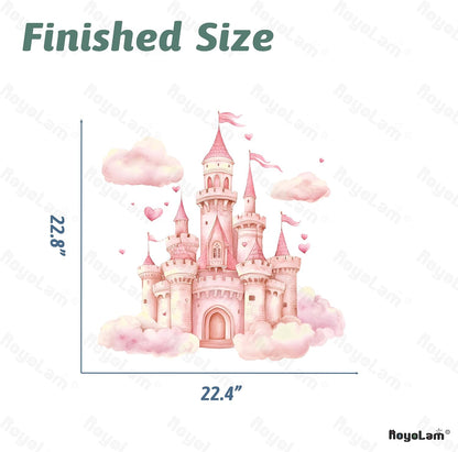 Pink Princess Castle Wall Decals Removable Fairy Tale Vinyl Stickers for Nursery Girls Bedroom and Playroom Decor Peel and Stick Cartoon Wall Art