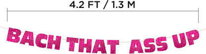 Pre-Strung Bachelorette Pink Glitter Banner - Bachelorette Party Decorations for Her - Party Supplies, Favors and Gifts