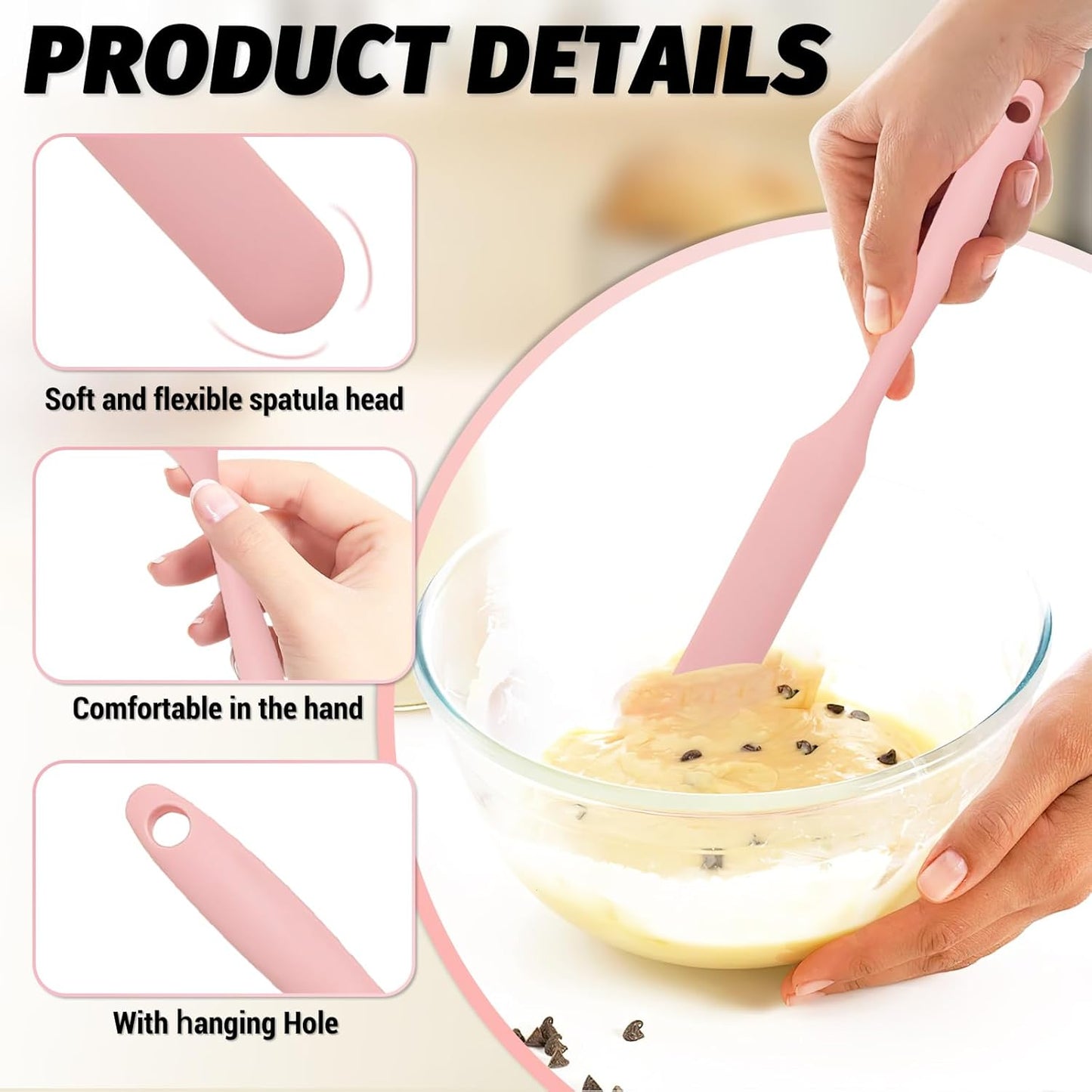 12PCS Pink Silicone Jar Spatulas, Long Handle Heat Resistant Butter Stirrer, Flexible Small Scraper for Kitchen Cooking Cake Making and Baking Use