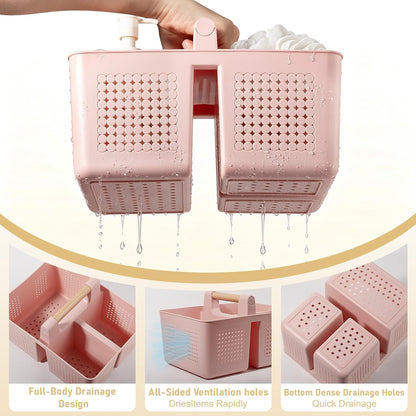 JiatuA Shower Caddy Basket Portable Caddy Organizer with Handle Cleaning Supplies Caddy Plastic Tool Storage for Bathroom Kitchen College Dorm Bedroom, Pink