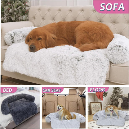 Luxurious Calming Dogs/Cats Bed Mats, Dog Pad Washable Removable Couch Cover, Plush Long Fur Mat for Pets, Waterproof Lining, Perfect for Small, Medium and Large Dogs and Cats (Pink, 41"x37")