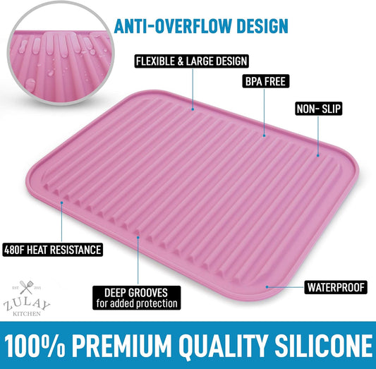 Zulay 2-Pack 9"x12" Silicone Trivets for Hot Pots & Pans – Heat-Resistant, Non-Slip Trivet Mats – Durable, Flexible, Multi-Purpose Hot Pads for Kitchen Counter & Table - Pink