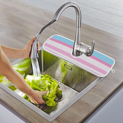 faucet mat with for kitchen sink Prevents Moisture hangable mats for kitchen sink for Kitchen Bathrooms 30”--Pink and Light Blue Straight Stripe Pattern