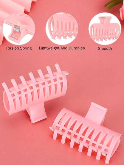 15PCS Hot Roller Clips, Curler Claw Clips for Girls Women, Hair Section Fixing Clamps, Holding Hairdressing Tool for Long and Medium Hair (Pink)