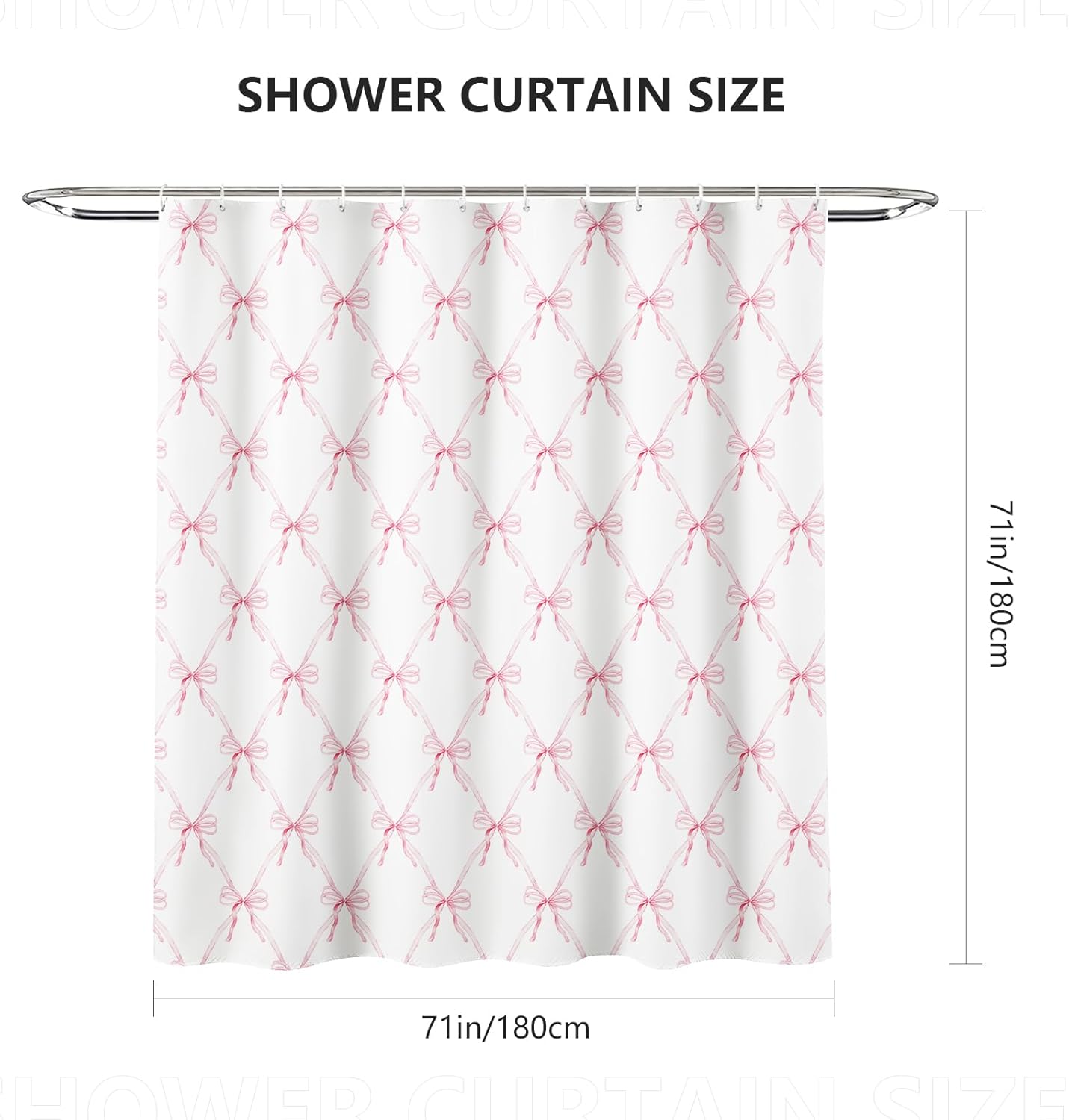 MEHOFOND Pink Bow Shower Curtain Bow Aesthetic Watercolor Shower Curtain Sets, Bath Curtain Polyester Fabric Waterproof Bathroom Accessory Set with 12 Hooks 72x72 inch