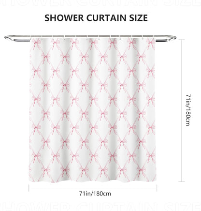 MEHOFOND Pink Bow Shower Curtain Bow Aesthetic Watercolor Shower Curtain Sets, Bath Curtain Polyester Fabric Waterproof Bathroom Accessory Set with 12 Hooks 72x72 inch