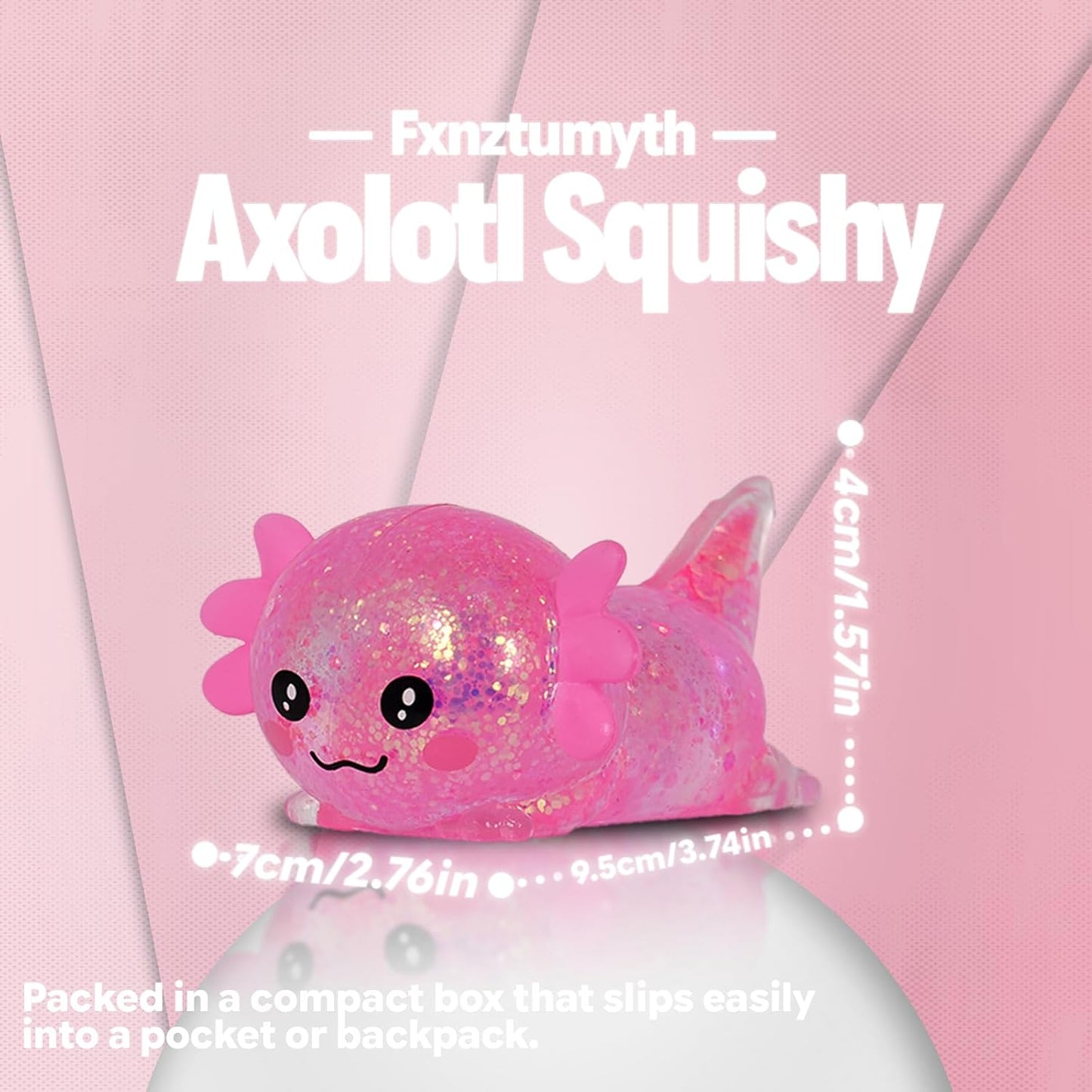 Pink Axolotl Squishy Toys, Lying Pose Squeeze Toys Stress Balls Fidget Toys Sensory Toys for Anxiety Relief & Stress Relief, Cute Not Easy to Fall Off for Kids Boys Girls 3+