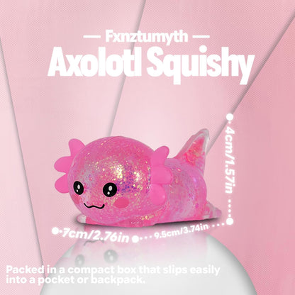 Pink Axolotl Squishy Toys, Lying Pose Squeeze Toys Stress Balls Fidget Toys Sensory Toys for Anxiety Relief & Stress Relief, Cute Not Easy to Fall Off for Kids Boys Girls 3+