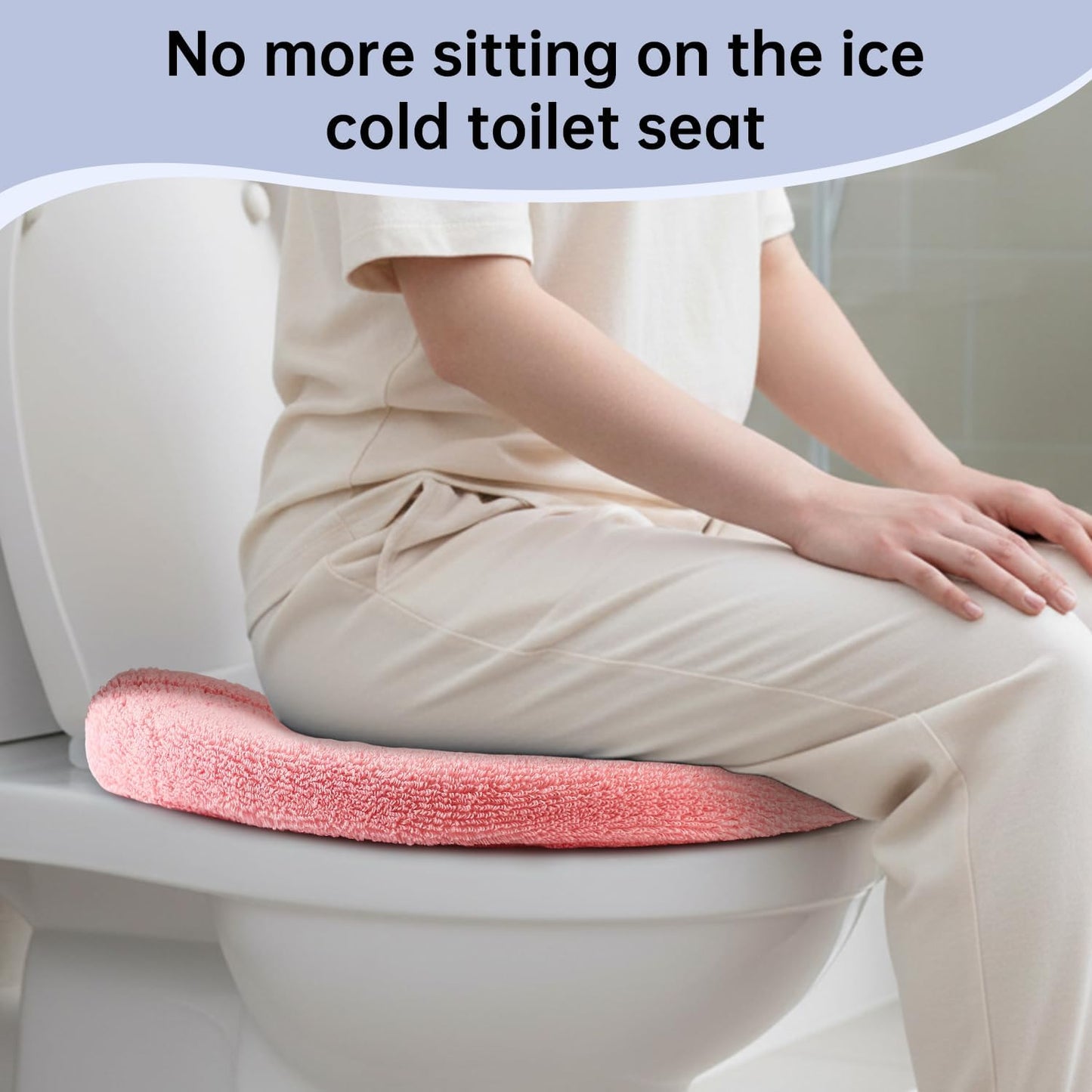 Toilet Seat Cover,Bathroom Soft Thicker Warmer with Snaps Fixed Stretchable Washable Fiber Cloth Toilet Seat Covers Pads Easy Installation& Cleaning (pink)