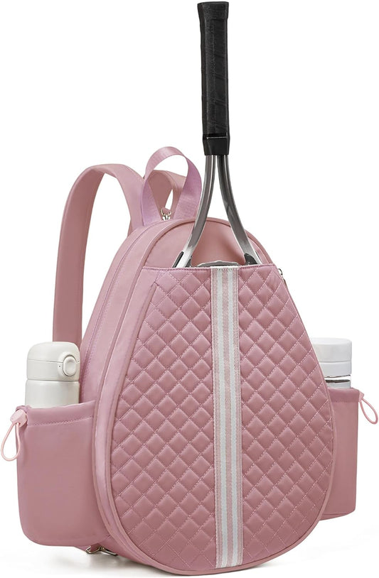 Sucipi Tennis Bag, Quilted Tennis Sling Crossbody Backpack, Water Resistant Tennis Racket Bags for Women Men, Suitable for Pickleball Tennis Badminton