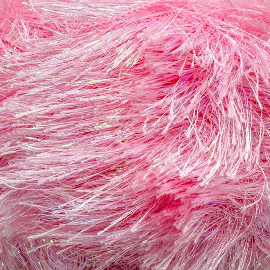 Eyelash Dazzle Fun Fur Yarn with Metallic Sparkle 100 Gram (3.53 Ounces) 120 Yards (110 Meters) (Pink - Iridescent)
