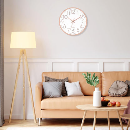 Foxtop 8 Inch Wall Clock Modern Small Wall Clocks Battery Operated Silent Non-Ticking Round Quartz Rose Gold Wall Clock for Office Bedroom Kitchen Home School