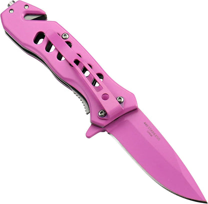 ALBATROSS EDC Cool Sharp Tactical Folding Pocket Knife,SpeedSafe Spring Assisted Opening Knifes with Liner Lock,Pocketclip,Glass Breaker,Seatbelt Cutter(Pink)