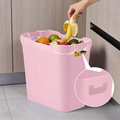 Small Pink Trash Can Wastebasket, 2.9 Gallon Plastic Garbage Can Waste Basket for Narrow Spaces Bathrooms Laundry Room Kitchens Offices Kids Rooms (Pink)
