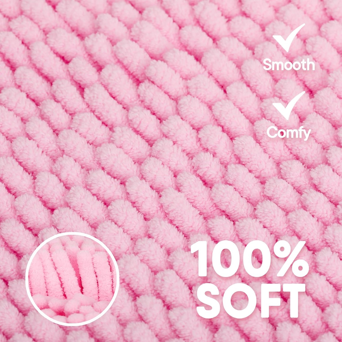Pink Bathroom Rugs Sets 3 Piece Washable, Luxury ，Chenille Bath Mat Set, Soft Plush Anti-Slip Rectangular Bath， Rug Super Absorbent.3 Pieces Bathroom (Pink, 32"x20"+24"x16"+U Shape 20"x20")