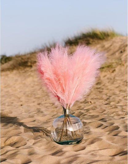 Decoroca Pampas Grass Set - 5 Pcs Faux-Pampas-Grass - 40''/3.3 Ft Tall Non-Shedding，Pink-Pampas-Grass for Home, Bedroom Table, Office, Boho Wedding and Events Decoration