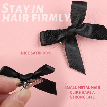 Teenitor 30pcs Hair Bow Pink Bow, Pink Black White Bows for Hair Small Hair Bows, Hair Bow Clips Cute Black White Bow Hair Accessories