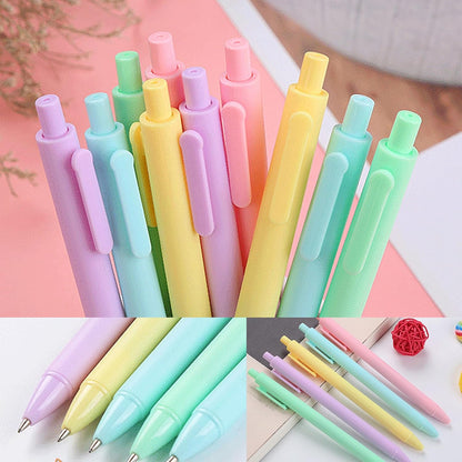 50 Pcs Black Ink Pens 0.5mm Fine Point Gel Pens Cute macaron color Pen Retractable School Office Supplies（light pink）