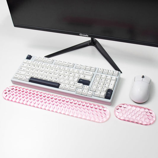 Ergonomic Gel Keyboard and Mouse Wrist Rest Set – Pink Wrist Rest for Computer Keyboard 75% 80%, Comfort & Support for Typing and Gaming