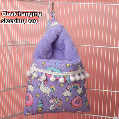 Sugar Gliders Sleeping Pouch Bag Small Pet Faux Rabbit Velvet Hanging Warm Comfortable Nest Bed for Small Animals Squirrels Marmosets Rats Hamster (Pink)