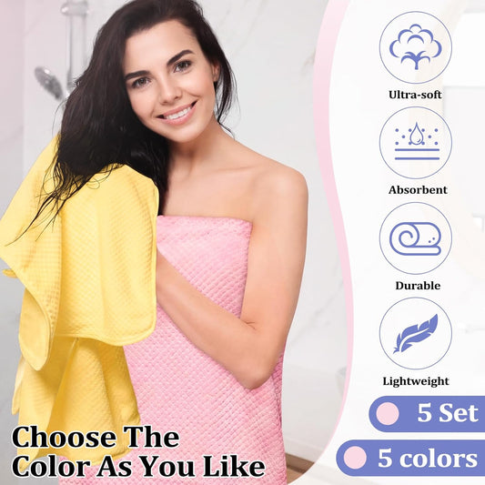 Mixweer 20 Pcs Bath Towel and Washcloths Set for Bathroom Includes 5 Bath Towels 5 Hand Towels 10 Washcloths, Soft Coral Velvet Absorbent Quick Dry for Sports Shower Hotel Spa (Pastel Color)