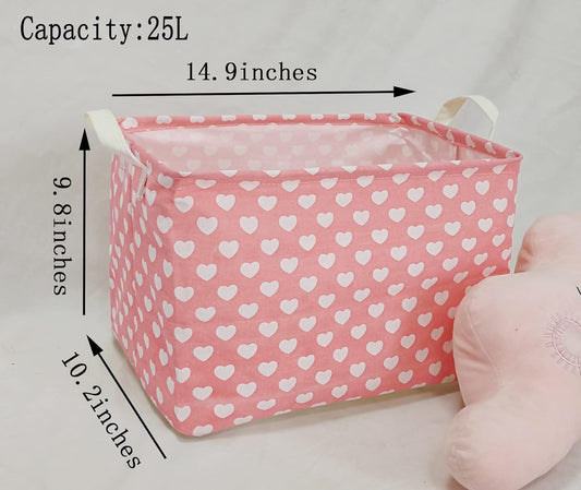 MAIZMZ Girls Storage Basket Pink Valentine's Day Gifts Basket Waterproof Organizer Nursery Bins Toy Box for Organizing Home/Dorm/Kitchen/Pet/Office/Closet/Shelf/Room Decor