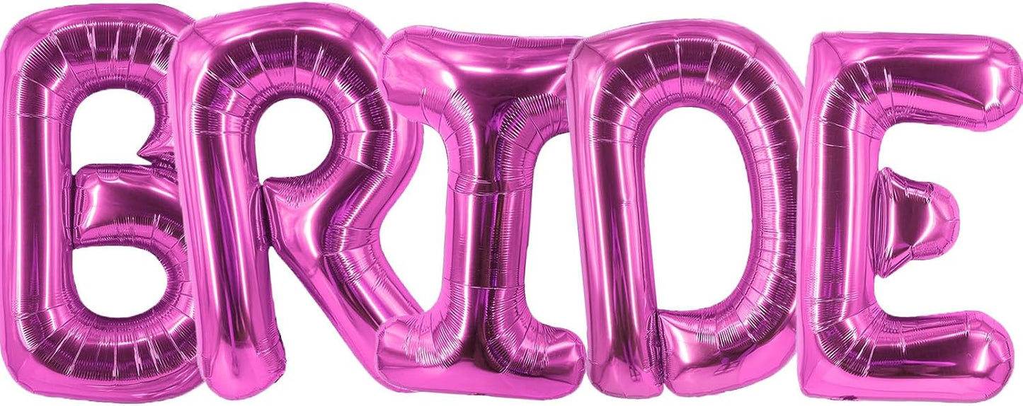 Rose Red Bride Balloons 40 Inch Hot Pink Wedding Letter Balloons for Bachelorette Party Decorations Engagement Party Decoration Wedding Party Supplies Party Balloon Sets-5 Pcs
