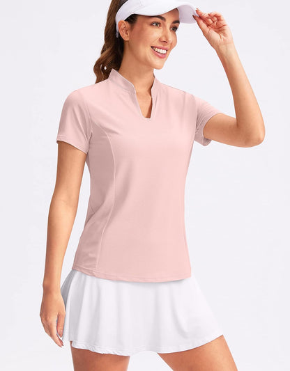 Obla Women's Golf Polo Shirt V-Neck Short Sleeve Collarless Quick Dry Tennis Running T Shirt Golf Tops for Women