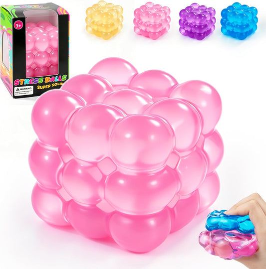 Ice Cube Squishy Fidget Toy Squishy Cube,Slow Rising Squeeze Cubes Fidget Toy, Sensory Stress Relief Toy for Focus and Relax Hand Muscles, Soft Handheld Squeeze Cube for Desk Fidget (Pink)
