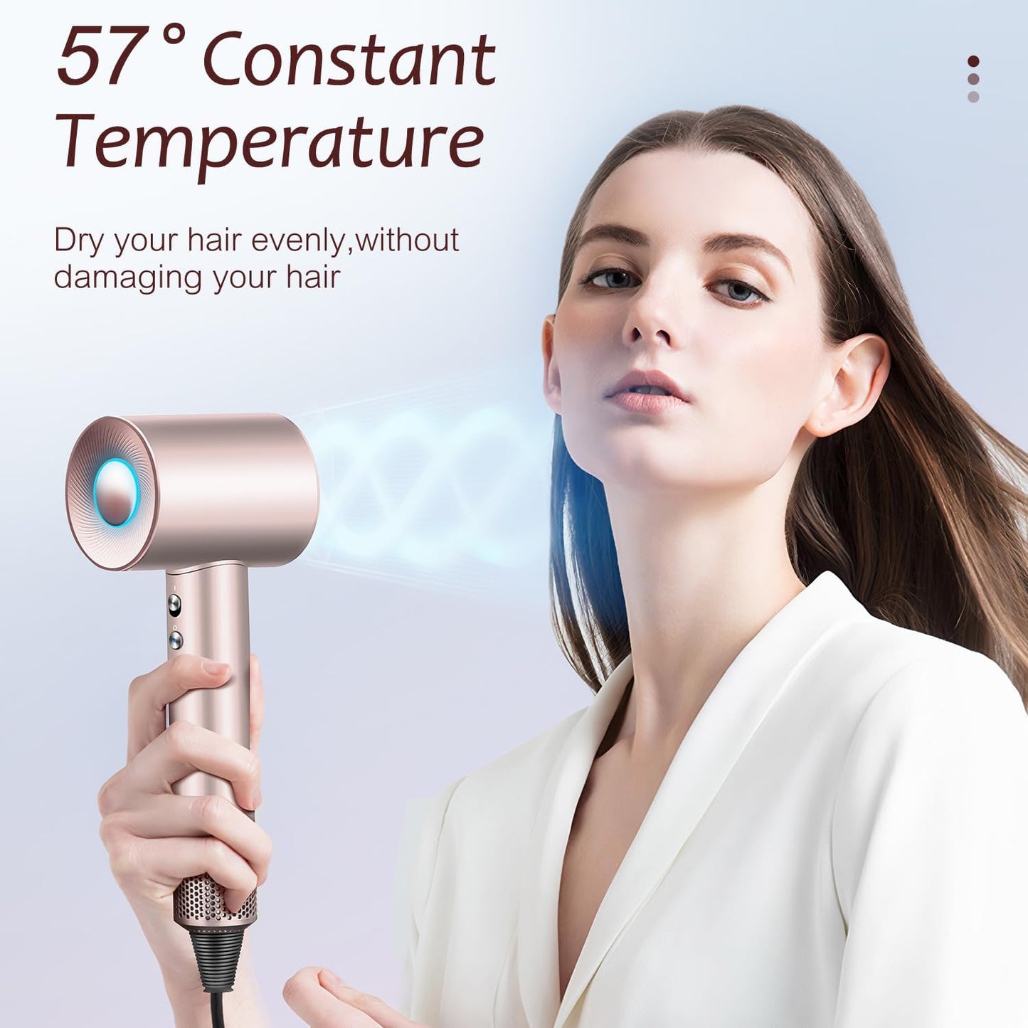 Brushless Powerful Hair Dryer, 1600W 110,000 RPM Fast Drying High Speed Blow Dryer with Negative Ion Technology, Portable Lightweight with Diffuser and Nozzle for Home Salon Travel, Pink