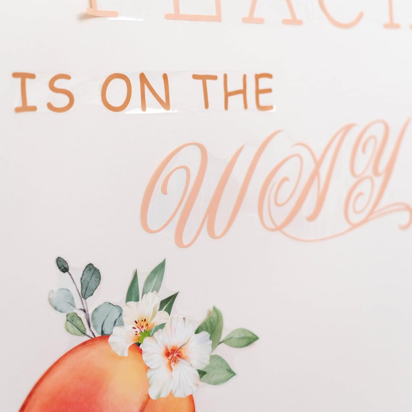 A Sweet Little Peach is On The Way Decal - Gender Reveal Girl or Boy Baby Shower Decal Sign,Gender Neutral Baby Shower Decor(Big Peach)