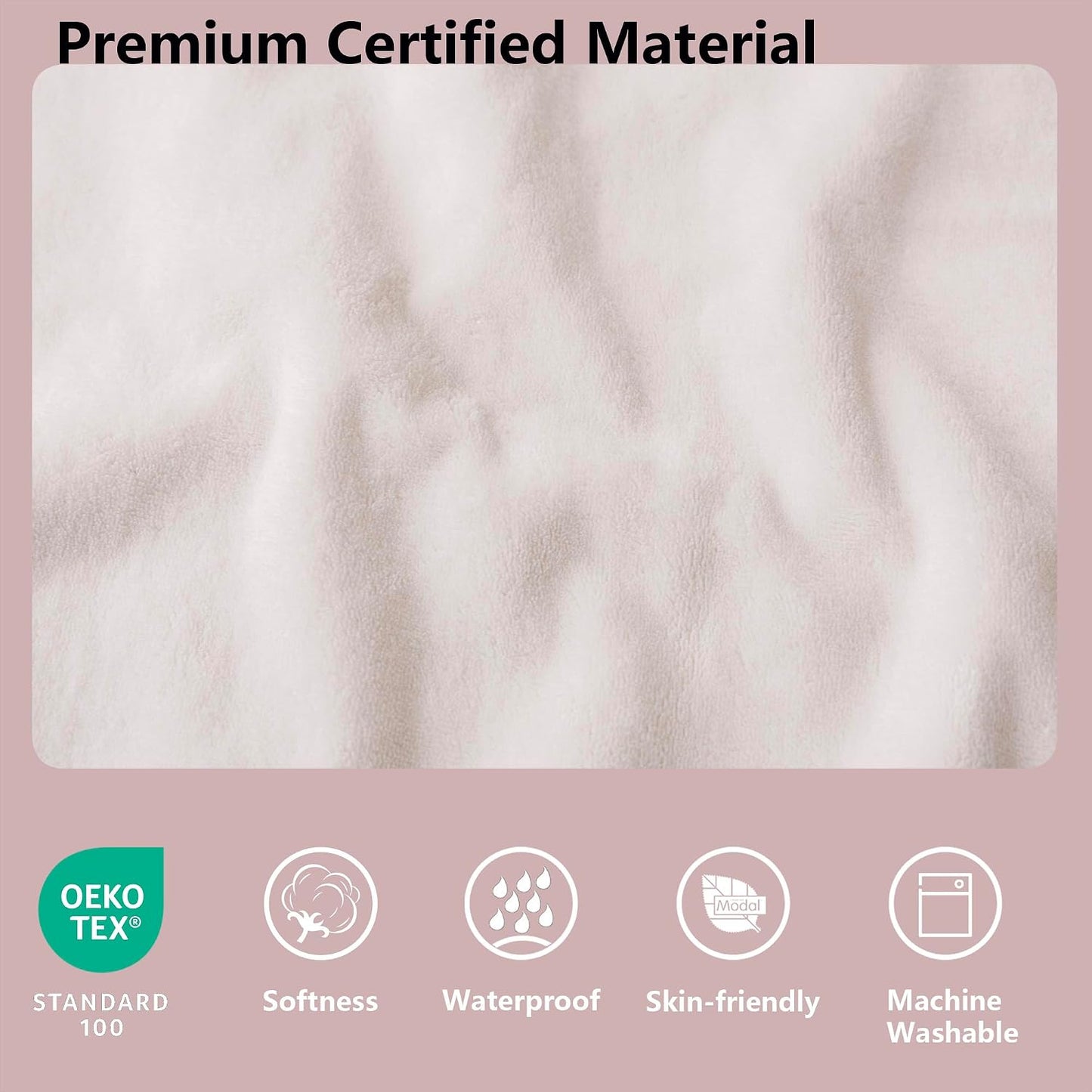 Waterproof Blanket for Bed King Size, Leak Proof Dog Couch Blankets Reversible, Pet Throw Sofa Furniture Protector Machine Washable-82 x108,Pink+Cream