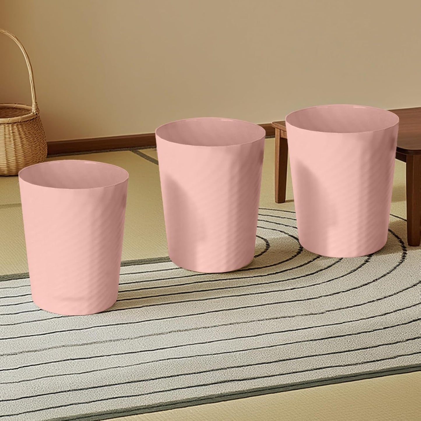 Small Plastic Trash Can - 1.8 Gallon - Pink - Wastebasket Garbage Can Container - Bathrooms, Laundry Room, Kitchens, Offices