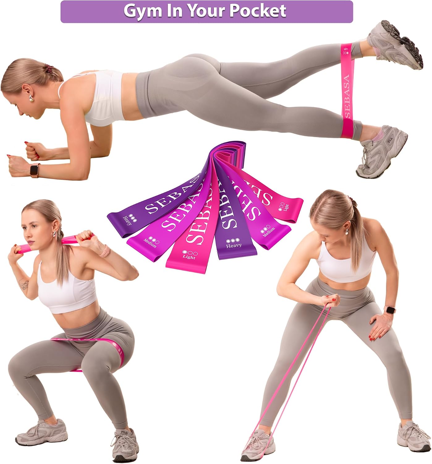 Dual-Size Exercise Bands, Mini Loop Resistance Bands, Set of 6 Elastic Bands, Small Exercise Bands, Fitness Bands Assorted Sizes, Full Body Workout Bands, Natural Latex Fitness Bands