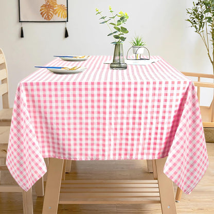 ShinyBeauty Pink and White Tablecloth - 54x108 Inch Buffalo Check Cotton Gingham Tablecloth for Rectangle Dining Table - Baby Pink Plaid Party Supplies