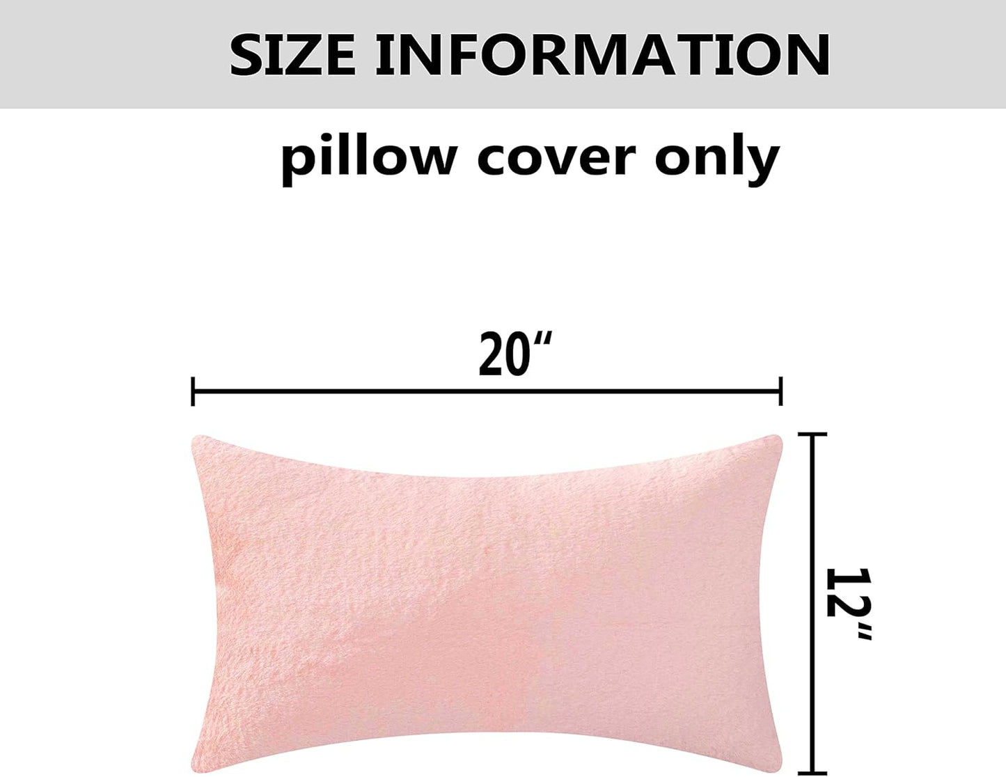 Home Brilliant Pink Pillow Covers 12x20 Decorations Plush Fluffy Faux Fur Throw Pillow Case Supersoft Oblong Cushion Cover for Teen Girls, 12 x 20 inch, Pink