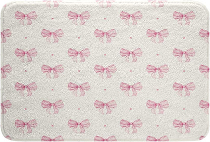 Erosebridal Pink Bow Bathroom Rugs 20"x 32" Girls Cute Coquette Bow Bath Mat Modern Fashion Light Pink Doormat Aesthetic Girly Princess Non Slip Bath Rug