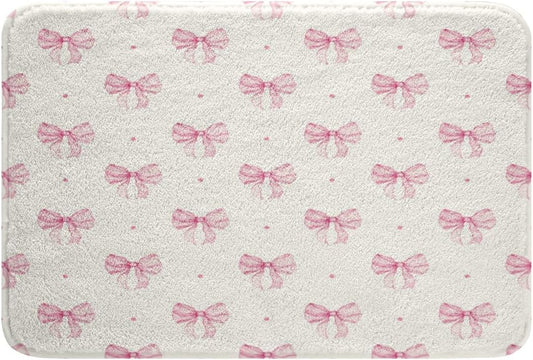 Erosebridal Pink Bow Bathroom Rugs 20"x 32" Girls Cute Coquette Bow Bath Mat Modern Fashion Light Pink Doormat Aesthetic Girly Princess Non Slip Bath Rug